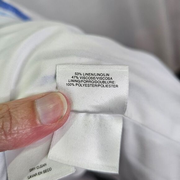 Kasper Striped Linen Blend One Button Blazer Jacket Size 14W - Picture 9 of 10